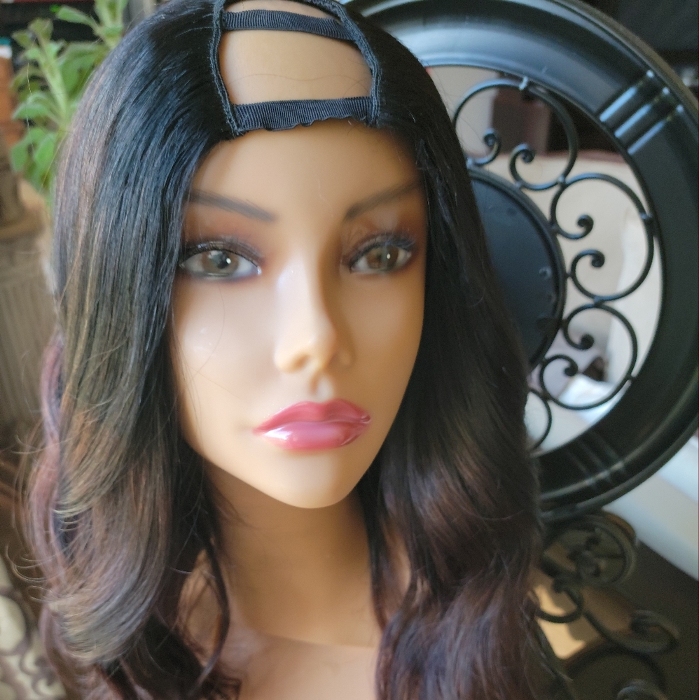 Brazilian body wave human hair u part wig